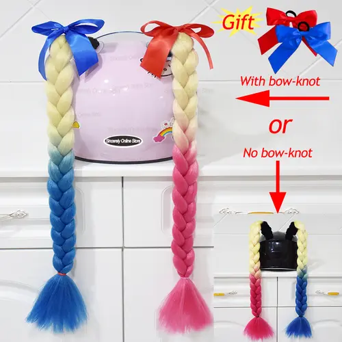 2pcs Quality Braids For Motorcycle Helmet Ponytail Sucker Braids Wig For Woman Helmet Decor Ears Twist Accessories 164 Colors - Image 15