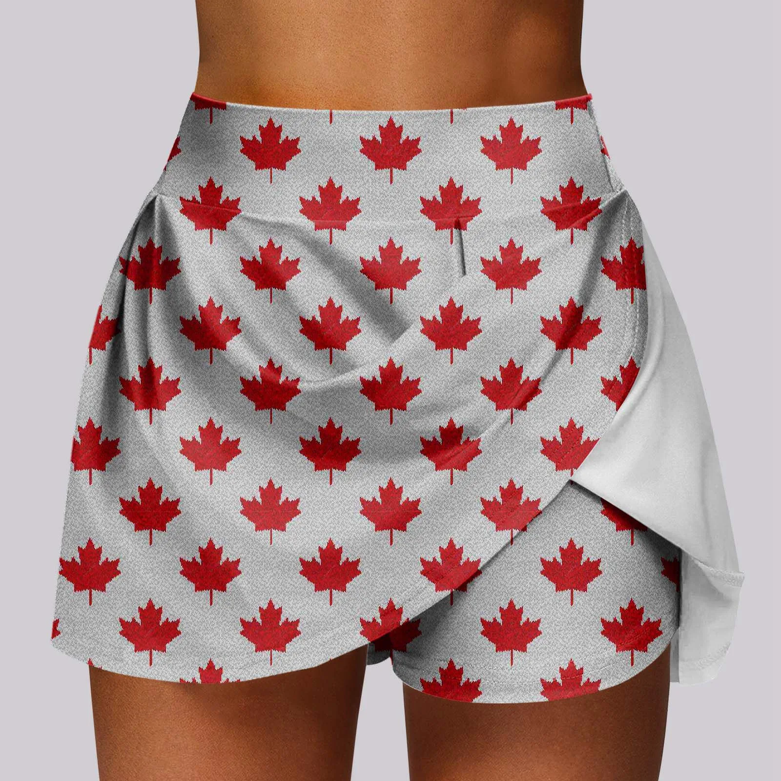 

Summer Short Skirts Women'S Fashion Spring/Summer Canadian Maple Leaf Printed Outdoor Sports Casual Layered Hot Sale Skirt 여성여름옷