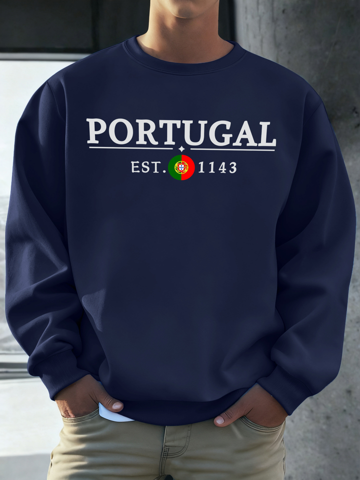 Portugal Est.1143 Printed Daily Sweatshirt Man Fashion Casual Pullovers Fleece Loose Clothing Autumn Unisex All-Match Tracksuit