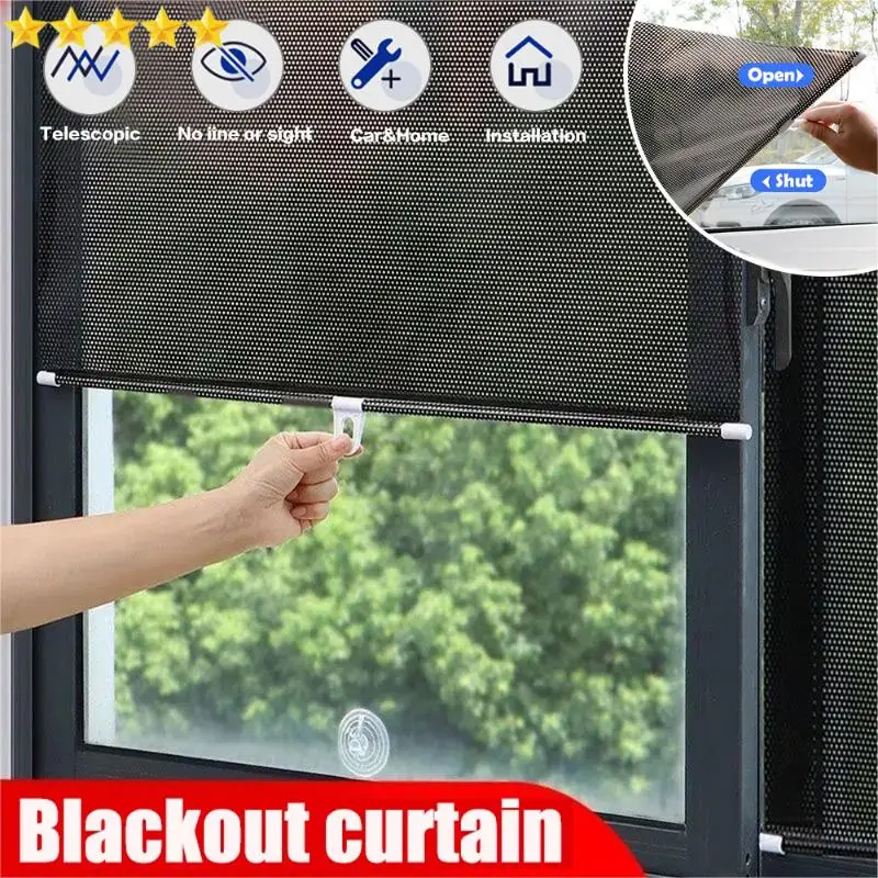 Universal Roller Blinds Suction Cup Sunshade Nail-free Blackout Curtain For Car Bedroom Kitchen Office Window Sun-shading Curtains window shades roller blinds window blinds fabric blinds