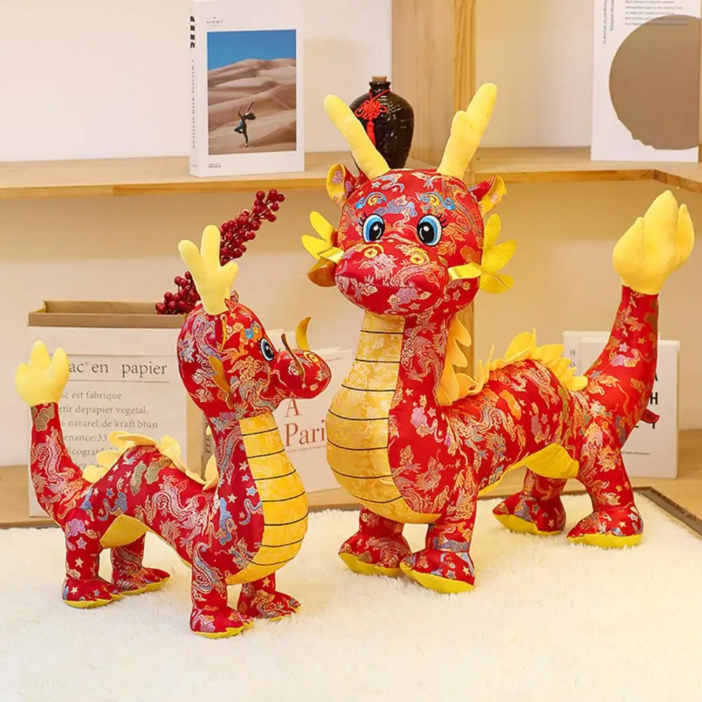Cartoon Dragon Mascot Plushies Ornament Year of 2024 Dragon Plush Ornaments Stuffed Pillow Home Decor Chinese New Year Gift 4