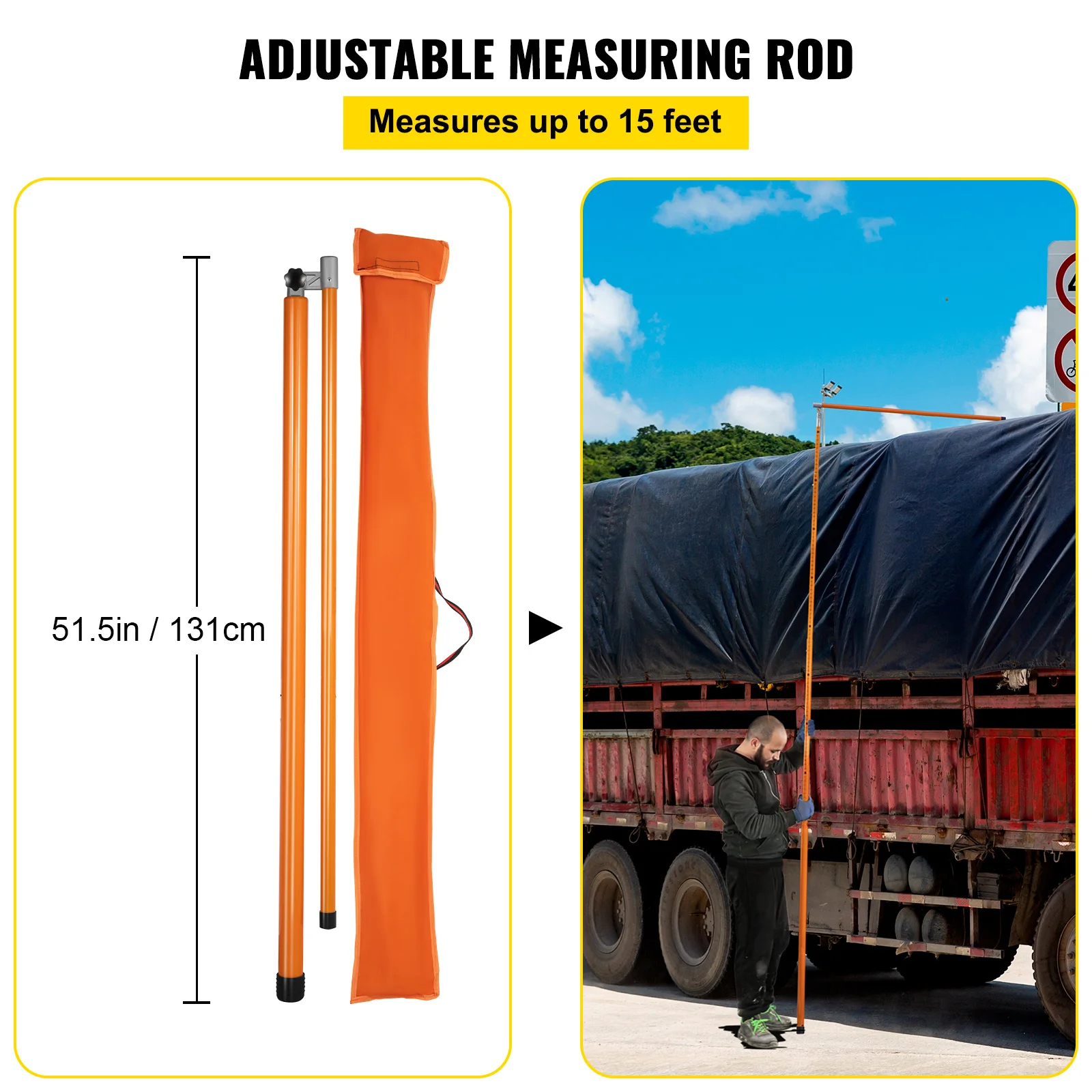 Fiberglass Truck Height Measuring Stick for Accurate Load Measurement