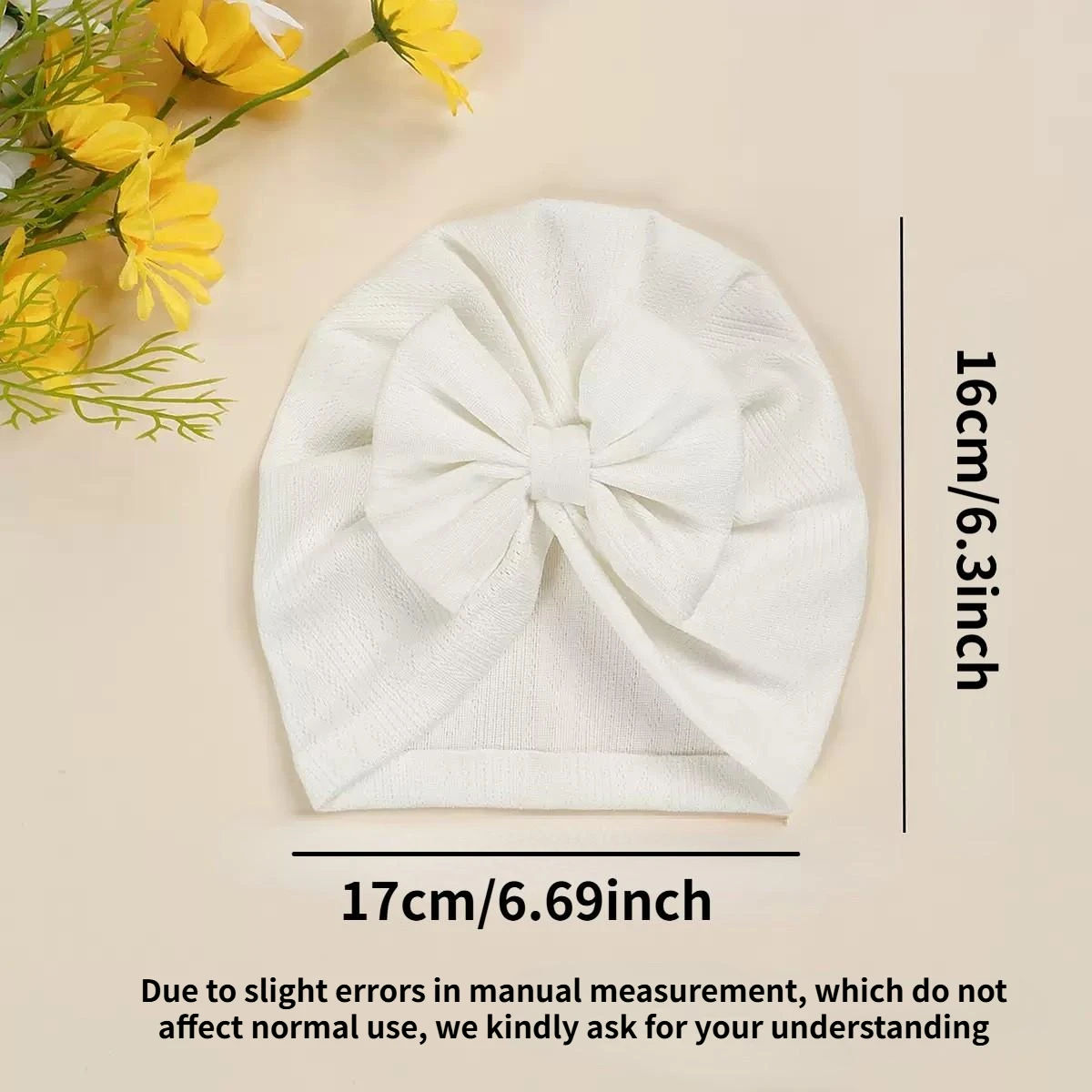 봄, 가을 스타일의 헤어밴드 모자, 1-12개월 에게 적합하며, 신축성 있는 원단으로 손뜨개질과 손바느질로 제작되었습니다.