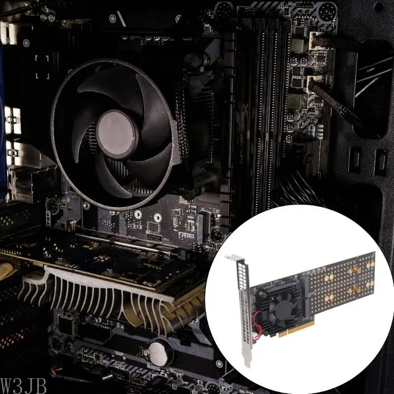 W3JB Vier M.2 NVMe SSDs Erweiterungskarte PLX8747 Chip Kein BIOS-Split erforderlich PCIe3.0 – Detail 8