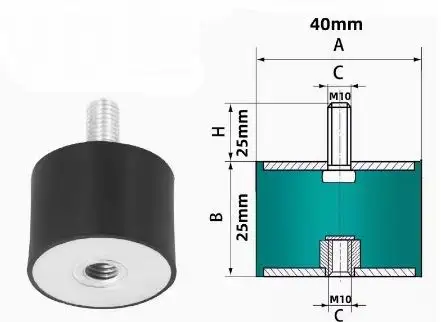 Rubber Shock Absorber Cushion with Anti-Slip Isolation and Dual-Thread Design