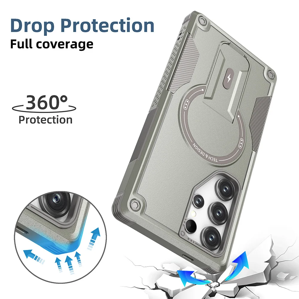 Cool Mecha Magnetic Shockproof Phone Case - Rugged Plastic  Cover