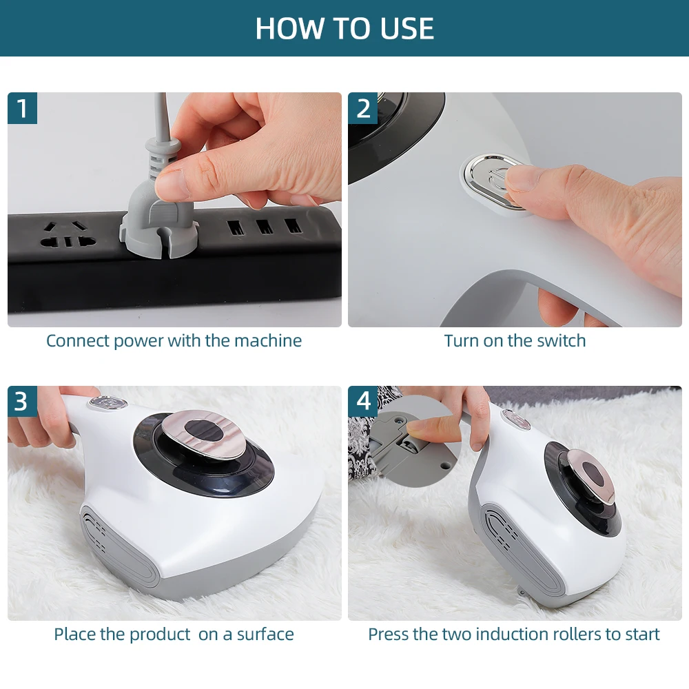Aspirapolvere portatile da 10000Pa, antipolvere, UV-C, strumento per la rimozione degli acari, per la pulizia di materassi, cuscini, divani_voghion.com