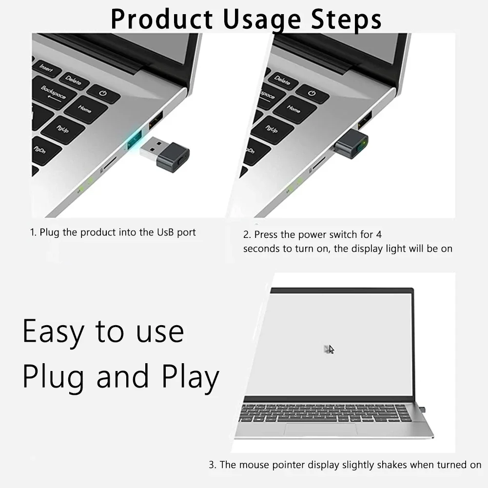 Mouse Jiggler Undetectable Automatic Mover USB/Type-C Port Shaker Wiggler Plug and Play Keeps Awake With ON/OFF Switch For PC