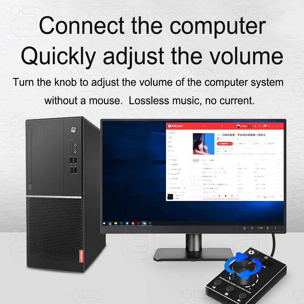 Mini Multimedia Keyboard TYPE-C USB Knob Onekey Mute/Play Volume Controller Silent for TV PC Phones Windows Mac Android iOS