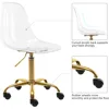 Clear Desk Chair, Acrylic Rolling Armless Vanity Swivel Height Adjustable Ghost Molded Plastic Home Office Chairs with 4