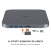 Qwiizlab USB C Hub for Mac Mini with Dual Drive Enclosure SATA NVMe M.2 SSD 10Gbps SD Card Reader Docking Staion HDMI DP (Gray) 4
