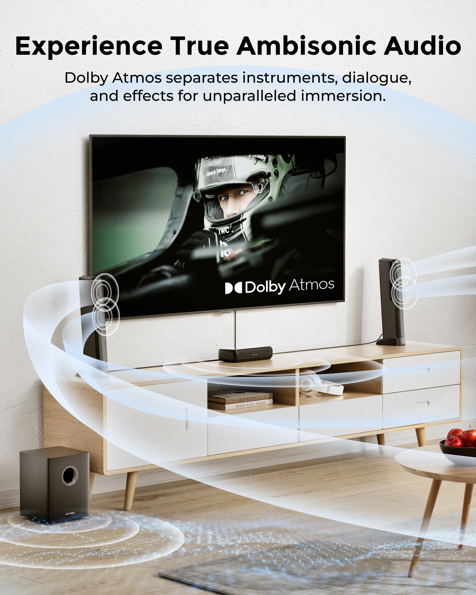 ULTIMEA Detachable Soundbar for TV with Dolby Atmos RGB