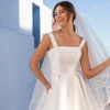 Simple Generous A Line Wedding Dresses Charming Spaghetti Strap Bride Gowns Sleeveless Square Collar Vestido De Novia Customized 3