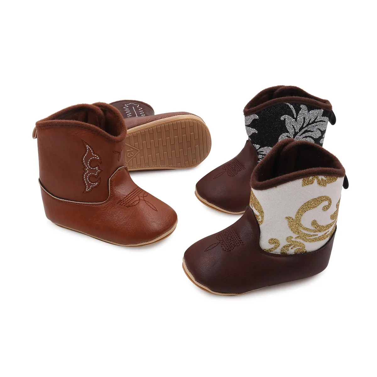 Baby Boys Girls Winter Toddler Short Boots Soft Rubber Bottom Non-Slip Baby Boots Winter Snow Boots
