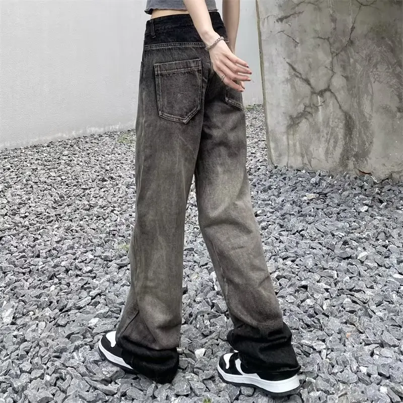 Trendy Hong Kong Style Pants Autumn Casual Women's Straight Leg Pants Trendy Brand Lazy And Fashionable New Jeans Natural Waist