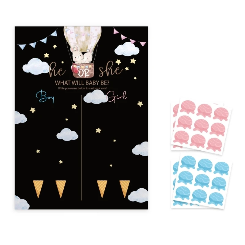H55E Boy Or Girl Gender Reveal Gioco Di Votazione Coniglio Poster Con Adesivi Gender Baby Gender Prediction Decorazione Baby