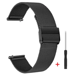 Premium Stainless Steel Watch Strap, 22mm/20mm, Metal Bracelet for 20MM (Black)