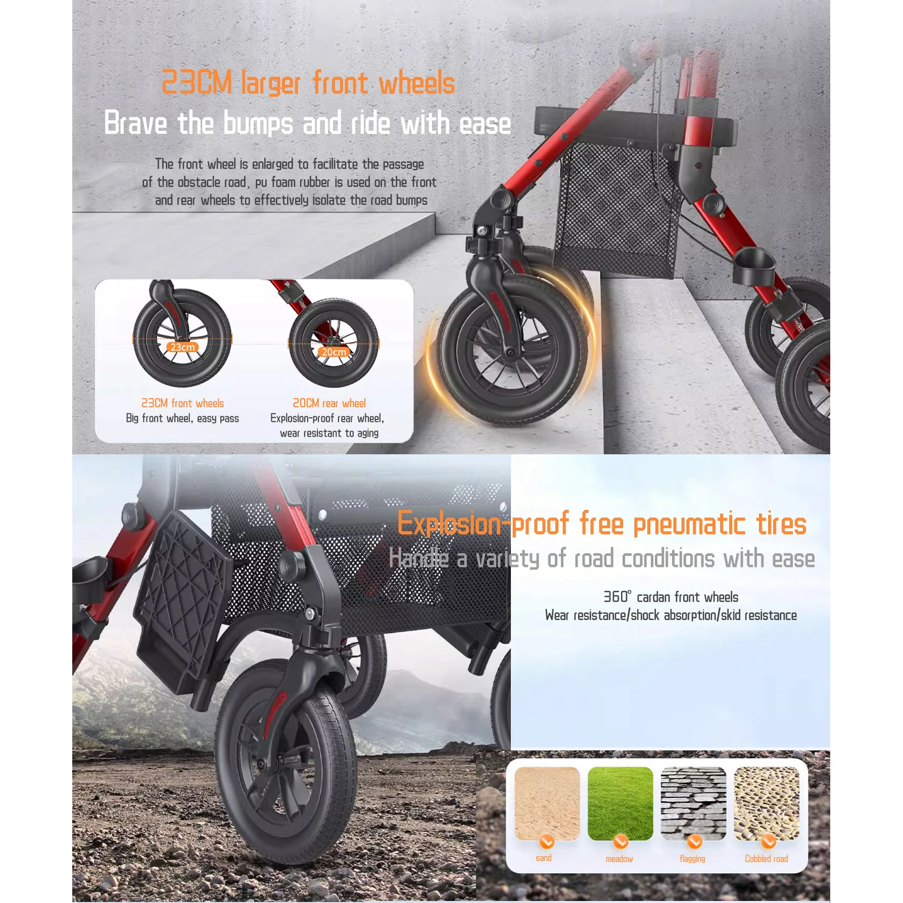 Wheel Walking Walker Assistive Device Medical Toilet Disabled Equipment Walker & Rollator Adult Dissability with Seat