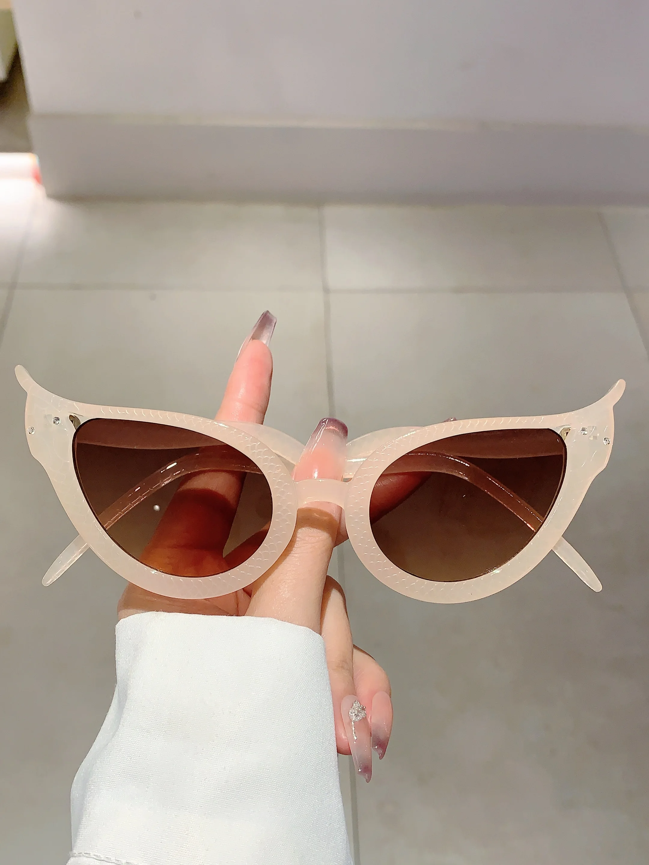 Kammpt neue Cat Eye Sonnenbrille Mode Vintage Schlangen form Rahmen mehrfarbig für Frauen stilvolle trend ige Marke Design Schatten Brillen – Detail 15