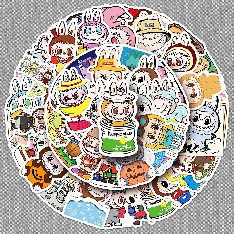Labubu Stickers Cute Multi-purpose Stickers Waterproof Decorative Refrigerator Computer 50pcs/bag