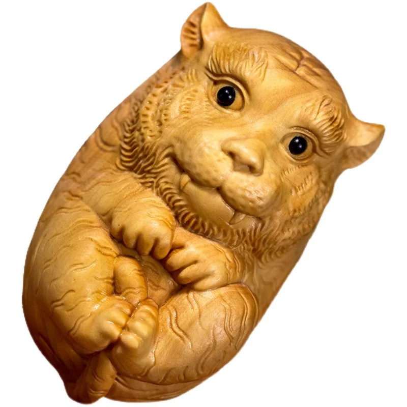 

Boxwood Carved Big-Eyed Tiger Chinese Zodiac Men's Toy & Stationery Decor