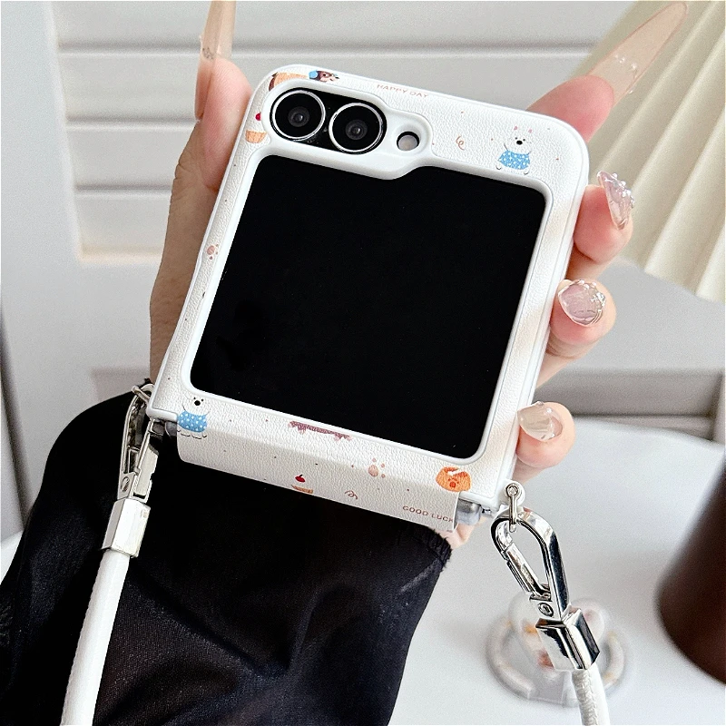 INS Dachshund Leather Case - Fashion Magnetic Wireless Charging Cover with Lanyard