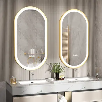 Large LED Oval Bathroom Mirror with Stepless Dimmable Lighted Vanity Mirror for Wall Mounted Vanity with Frame Anti-Fog Memory 2