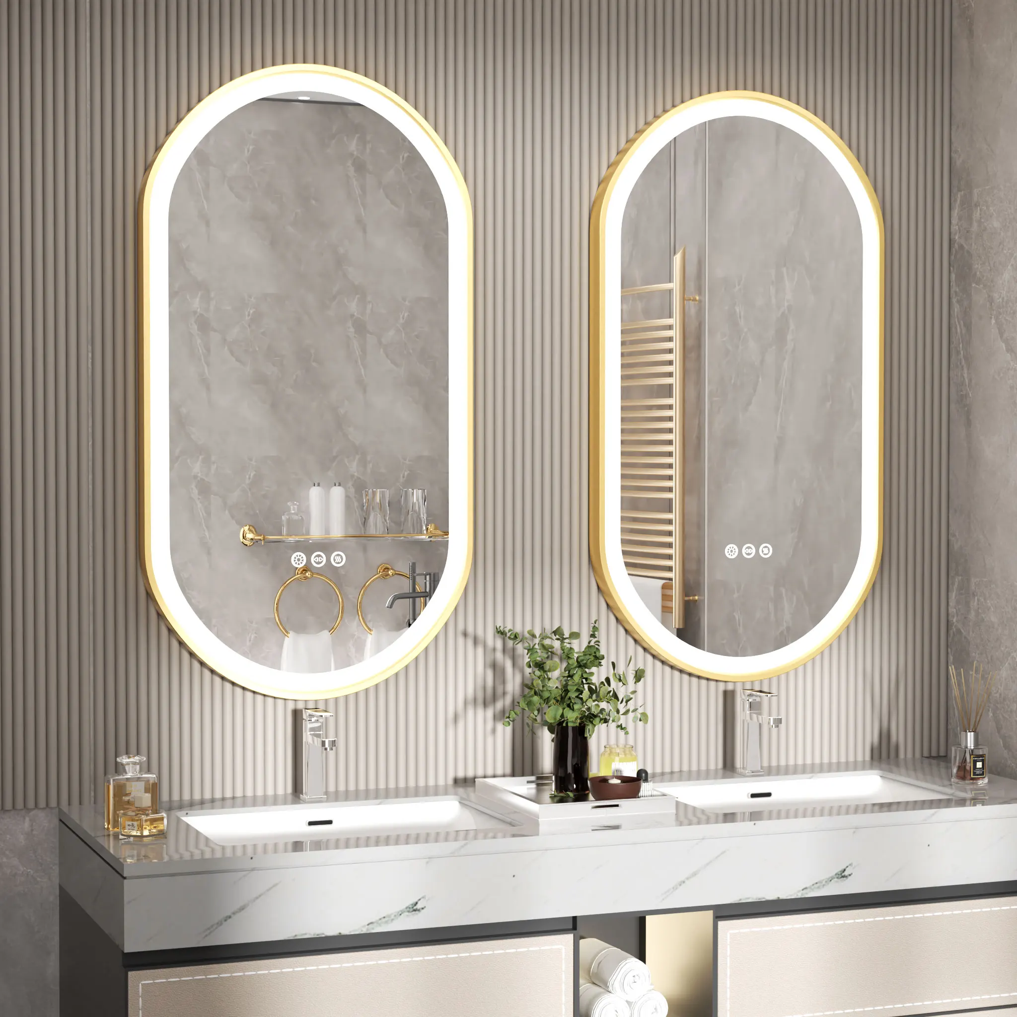 Large LED Oval Bathroom Mirror with Stepless Dimmable Lighted Vanity Mirror for Wall Mounted Vanity with Frame Anti-Fog Memory 2