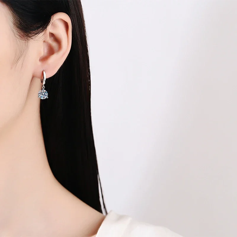 Ear Accessories 2ct Moissanite Earrings S925 Sterling Silver Drop Earring for Women