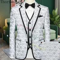 Thorndike New Costume Homme Popular Clothing Luxury Party Stage Men's Suit Groomsmen Regular Fit Tuxedo Jacket+Trousers+Vest 1