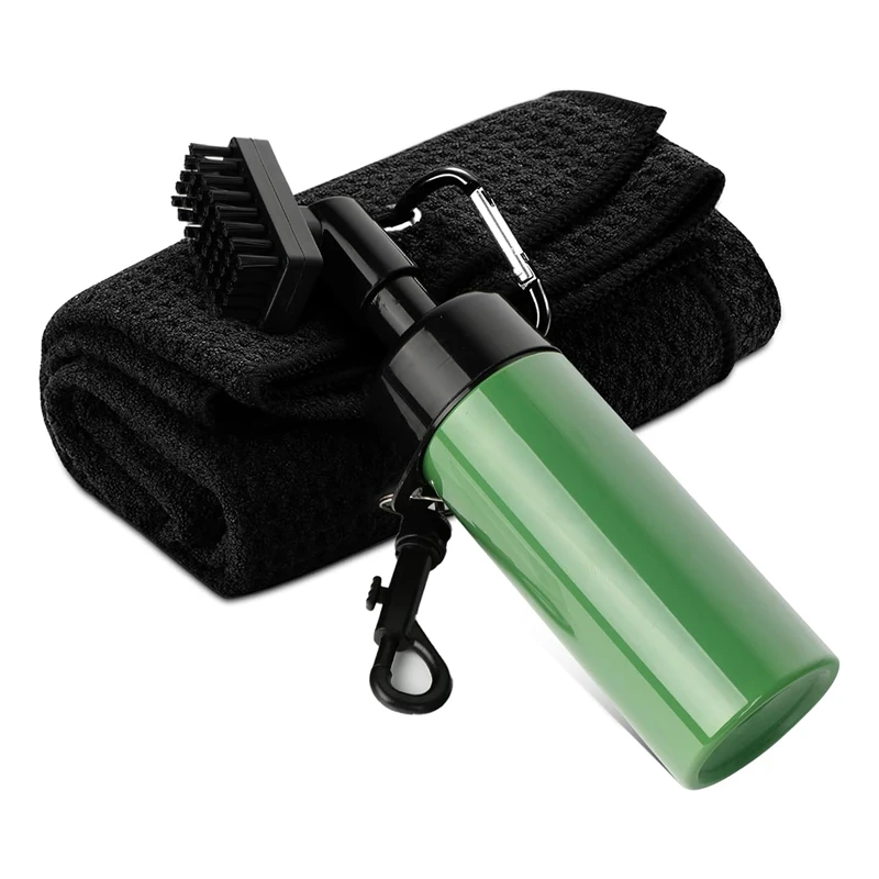 

Golf Club Cleaner Brush & Microfibe Golf Towel Kit Accessories Golf Groove Sharpener Brush With Water Spray Bottle Golf Groove