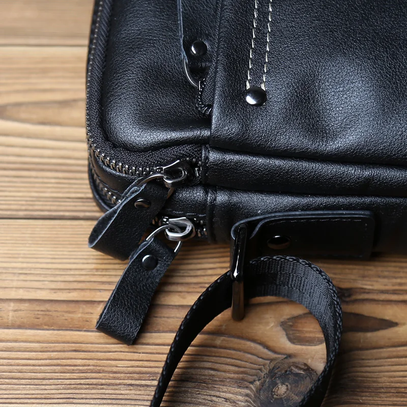 NZPJ Genuine Leather Men's Shoulder Bag, Fashionable Top Layer Cowhide Crossbody Bag, Trendy Vertical Men's Bag Mobile Phone Bag