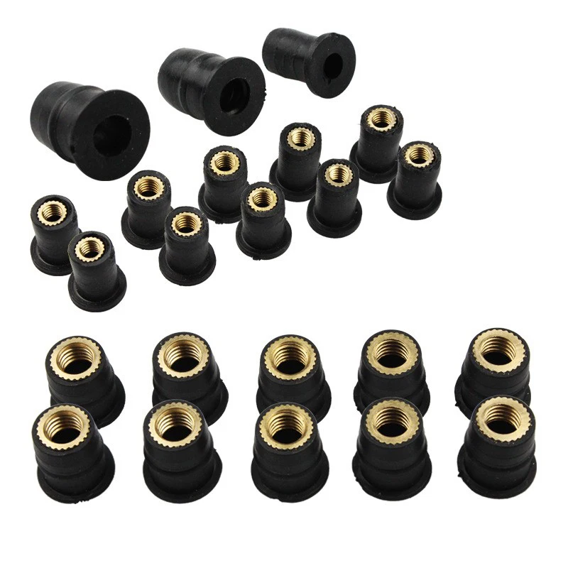Motorcycle Accessories 10Pcs M4 M5 M6 Metric Rubber Well Nuts Windshield Rivet Nut Crews Bolts For Honda Suzuki Yamaha Kawasaki