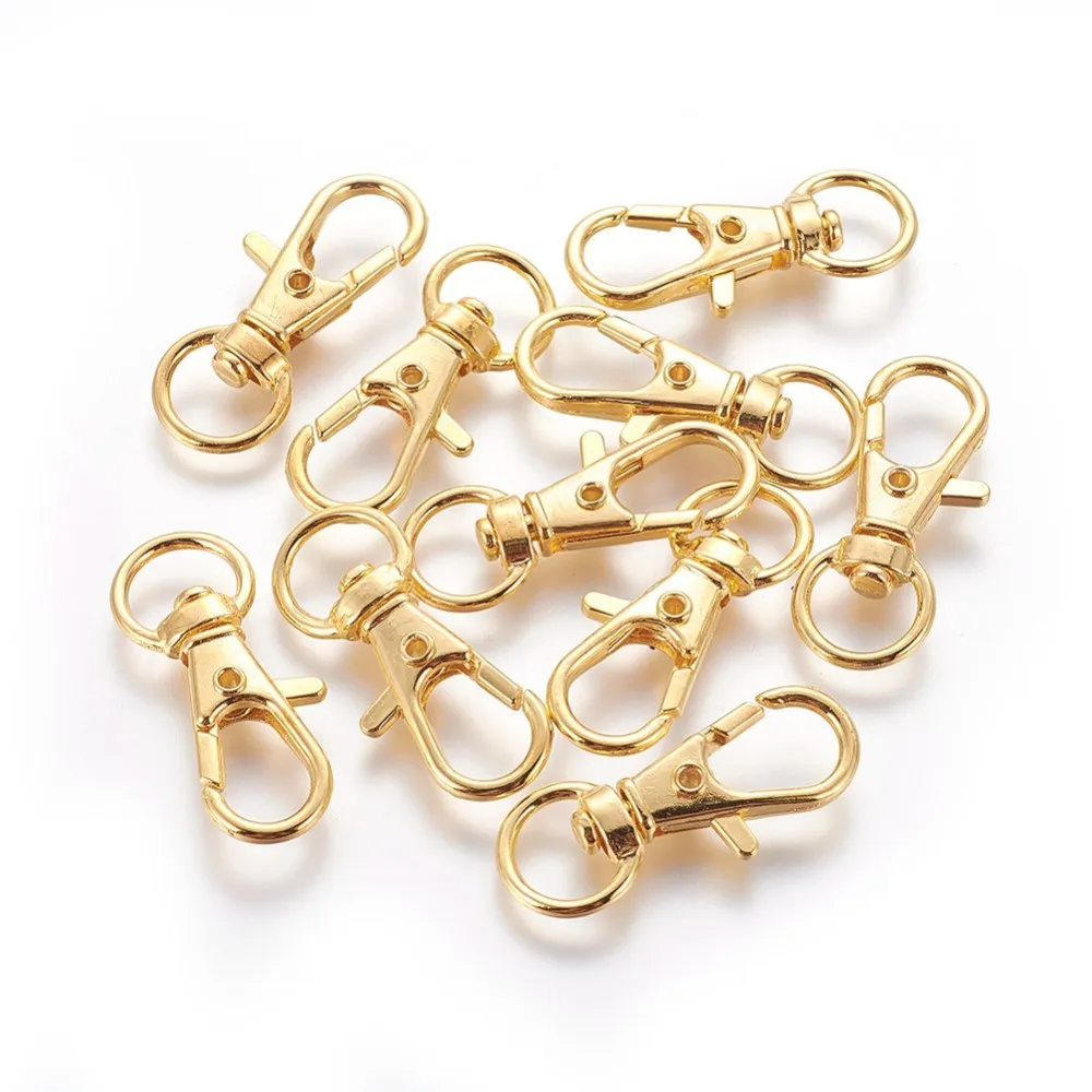 

100pcs Alloy Swivel Lanyard Snap Hook Lobster Claw Clasps for Jewelry Making DIY Accessories Supplies ,30.5x11x6mm,Hole:5x9mm