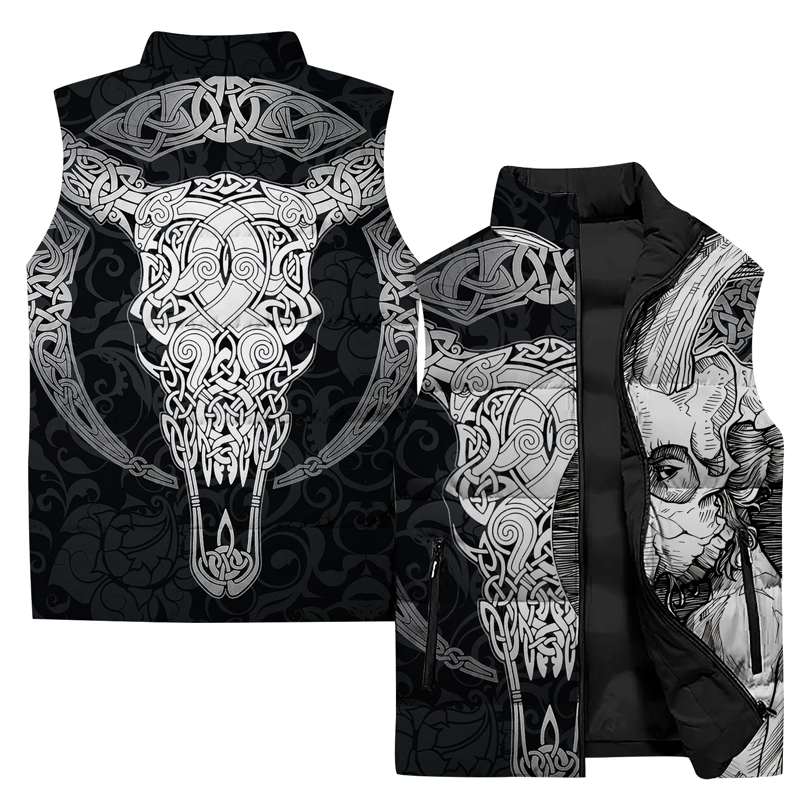 thumbnail image 1 of Chaleco calefactor de esqueleto para hombre, chaquetas de invierno ligeras para hombre, chaquetas de plumón de moda para hombre 2024, chaleco de viento frío cálido y asequible y fresco con calavera, 1 of 5