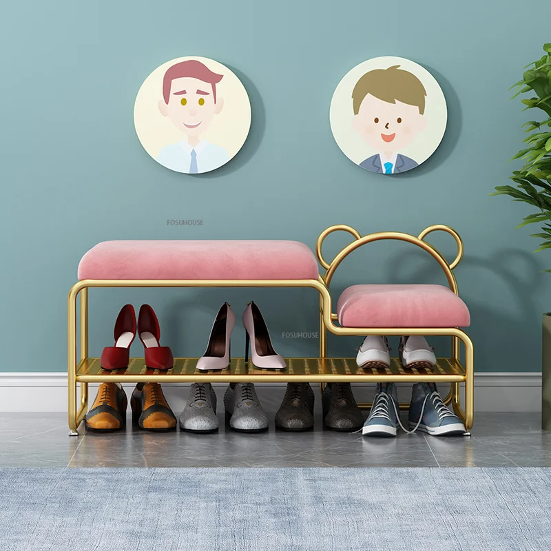 Nordic Light Luxury Shoe Changing Stool Simple Shoe Living Room