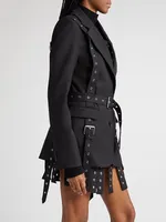 TWOTWINSTYLE Solid Patchwork Belts Blazers For Women Notched Collar Long Sleeve Patchwork Single Breasted Chic Blazer Female New 2