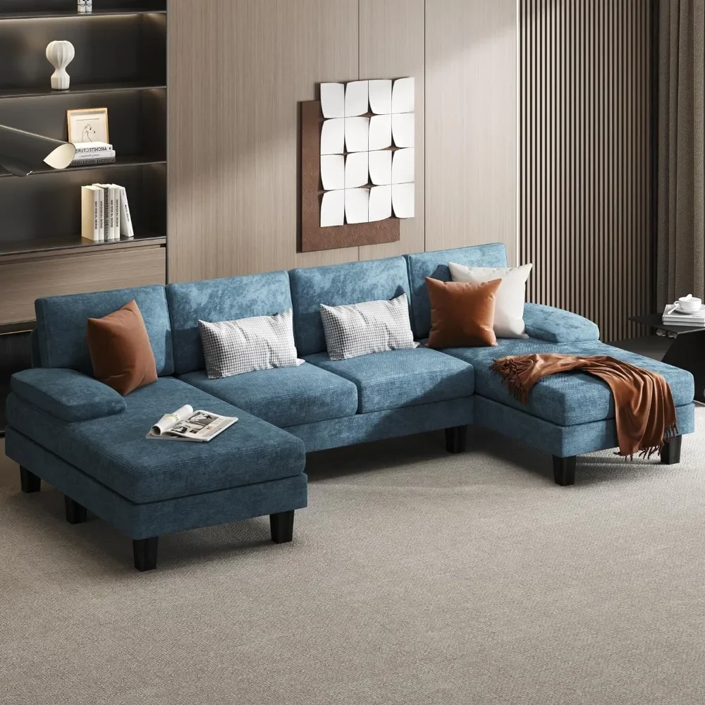 

Convertible Sectional Sofa Couch with Soft Modern Cotton Chenille Fabric, Oversized Seats with Comfortable Backrest