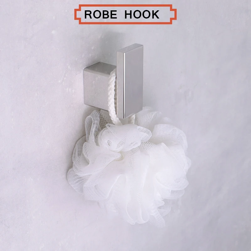 Chrome Glass Toothbrush Holder Paper Rack Robe Hook Rack Shelf Soap Dish Toilet Brush Holder Square Bathroom Accessories