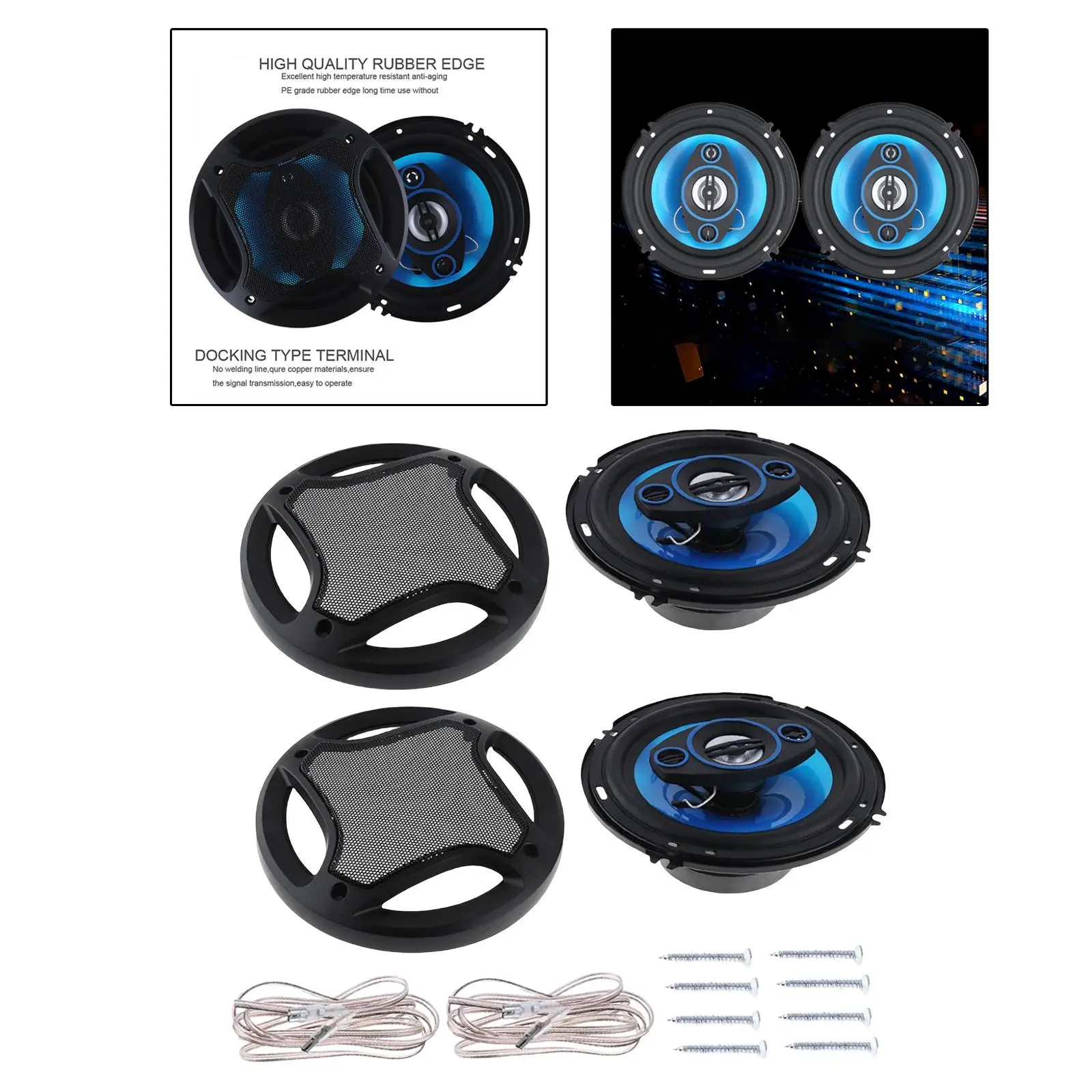 2Pcs Coaxial Speakers Moisture Proof Stereo 6 inch Horn Audio Tweeters Home