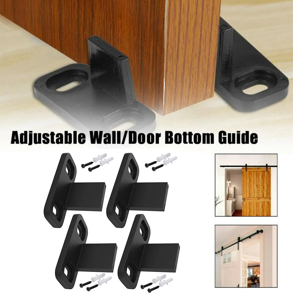 4PCS Sliding Door Slides Rails Barn Door Floor Guide Stay Roller For Sliding Barn Bottom Swing Stopper