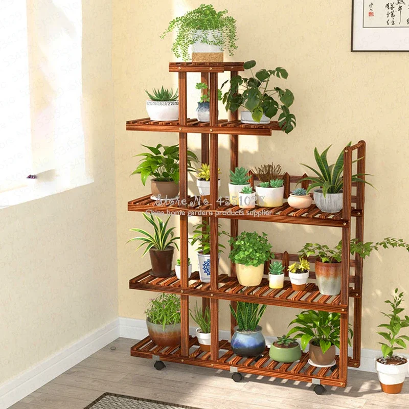 Last One Wood Flower Rack Plant Stand Shelves Bonsai Display Shelf Indoor Yard Garden Patio Balcony Flower Stands Plant Shelves