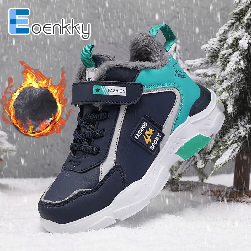 

Fashion Winter Kids Sneakers Warm Plush Boys Casual Shoes Leather Waterproof Children's Sneakers Sport Running Girls Shoes New