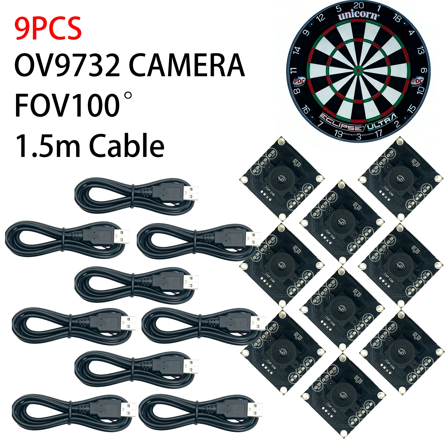 3팩 OV9732 USB 카메라 100 ° Autodarts.io 다트 점수 계산 시스템 라즈베리 파이 맥 리눅스용 무왜곡 30FPS