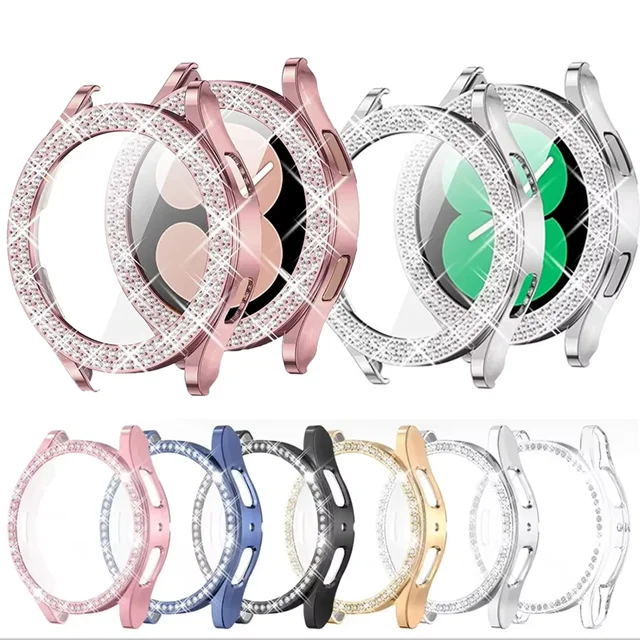 Bling diamant étui pour Samsung Galaxy montre 7 6 5 4 PC étui de protection 40mm 44mm protecteur d'écran pare-chocs couverture transparente 1