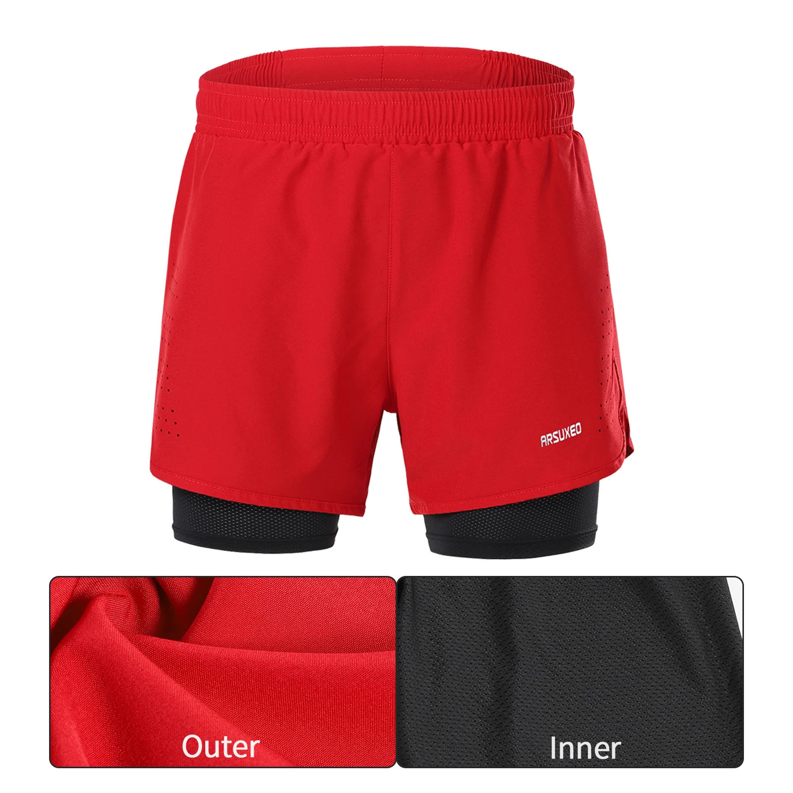 ARSUXEO Men’s Running Shorts 2 in 1 Spring Gym Athletic Training Fitness Outdoor Jogging Short Pants Quick Dry Brearthable  B179 3