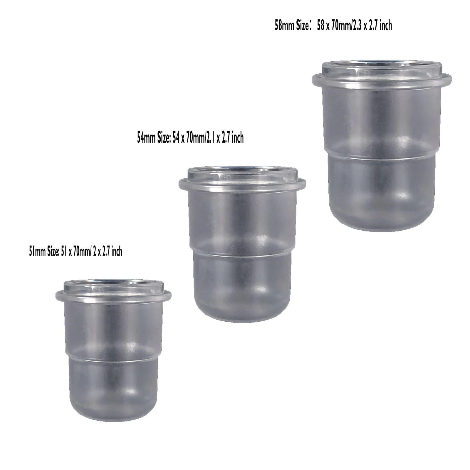 

Transparent Plastic Espresso Coffee Accessrioes Dosing Cup Compatible with 51mm/54mm/58mm Size Portafilter