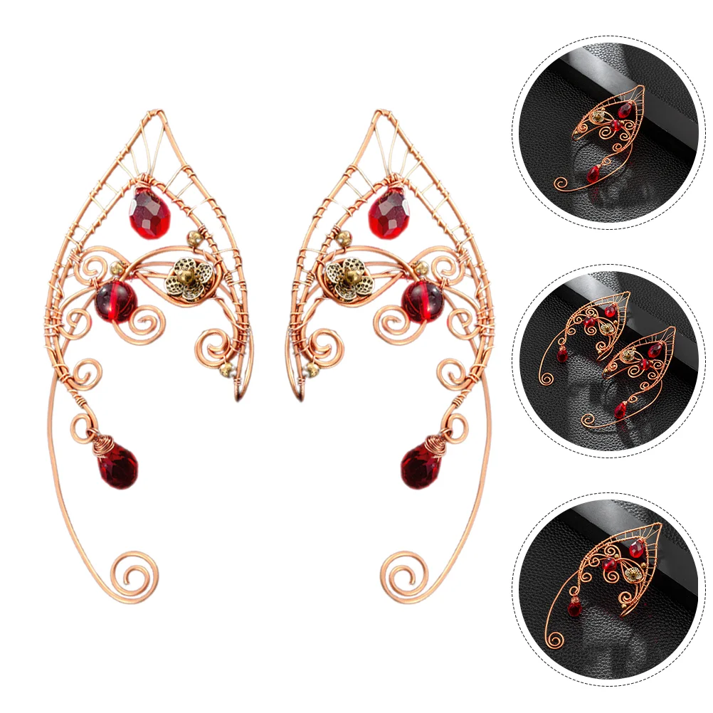 

Elf Earrings Halloween Accessories Women Fairy Ears Copper Aesthetic Cosplay Miss