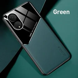 Leather Camera Lens Protective Case with Car Magnetic Function for Reno 9 Pro Plus (Green)