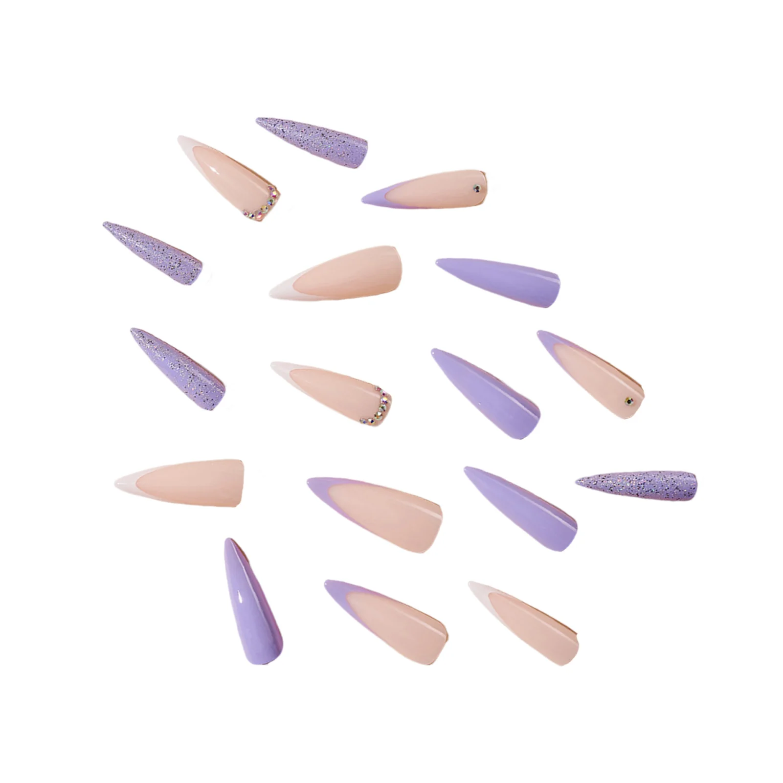 

Искусственные ногти фиолетовые длинные, нетоксичные, без запаха